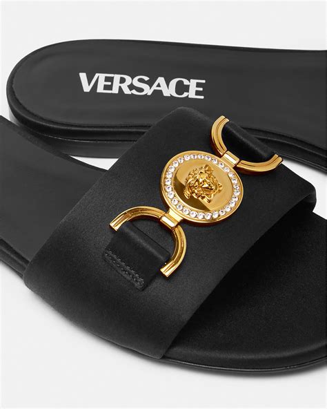 versace leather sport sandals|versace medusa flats sandals women.